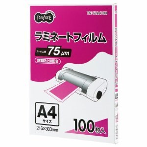 TN-75A4100 ラミネートフィルム A4 グロスタイプ（つや有り） 75μ 1セット500枚 汎用品 (911-4282)