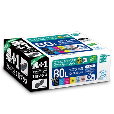 エコリカ ECI-E80L6P+BK  リサイクルインク 増量