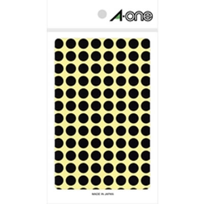 エーワン 07009 カラーラベル 黒 丸型 9mmφ
