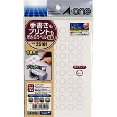エーワン 26101 手書きもプリントもできるラベル 丸型60面
