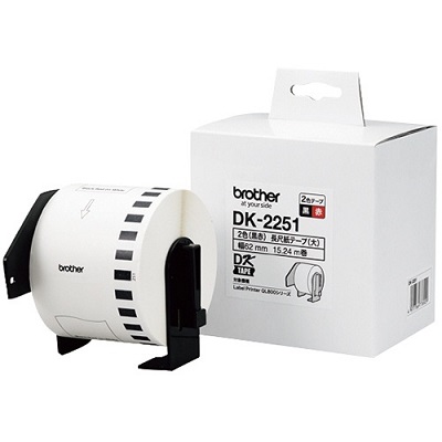 BROTHER DK-2251 DKテープ 長尺紙テープ 62mm×15.24M 白 /黒赤文字