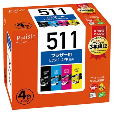 Plaisir PLE-BR511-4P インクカートリッジ 4色パック 汎用品